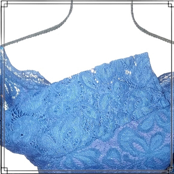 Misguided Blue Lace Bardot Fishtail Formal Dress Size Small - Picture 5 of 14